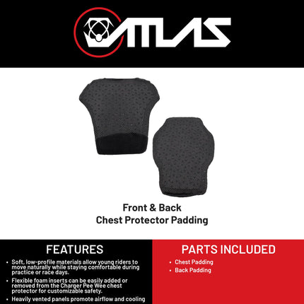 Atlas Charger PeeWee CE Insert Kit (A1003‑01‑000) – PeeWee Chest Pad Replacement Kit – Lightweight Comfort Padding with CE Certification for Kids Motocross, Off‑Road Riding & Other Extreme Sports