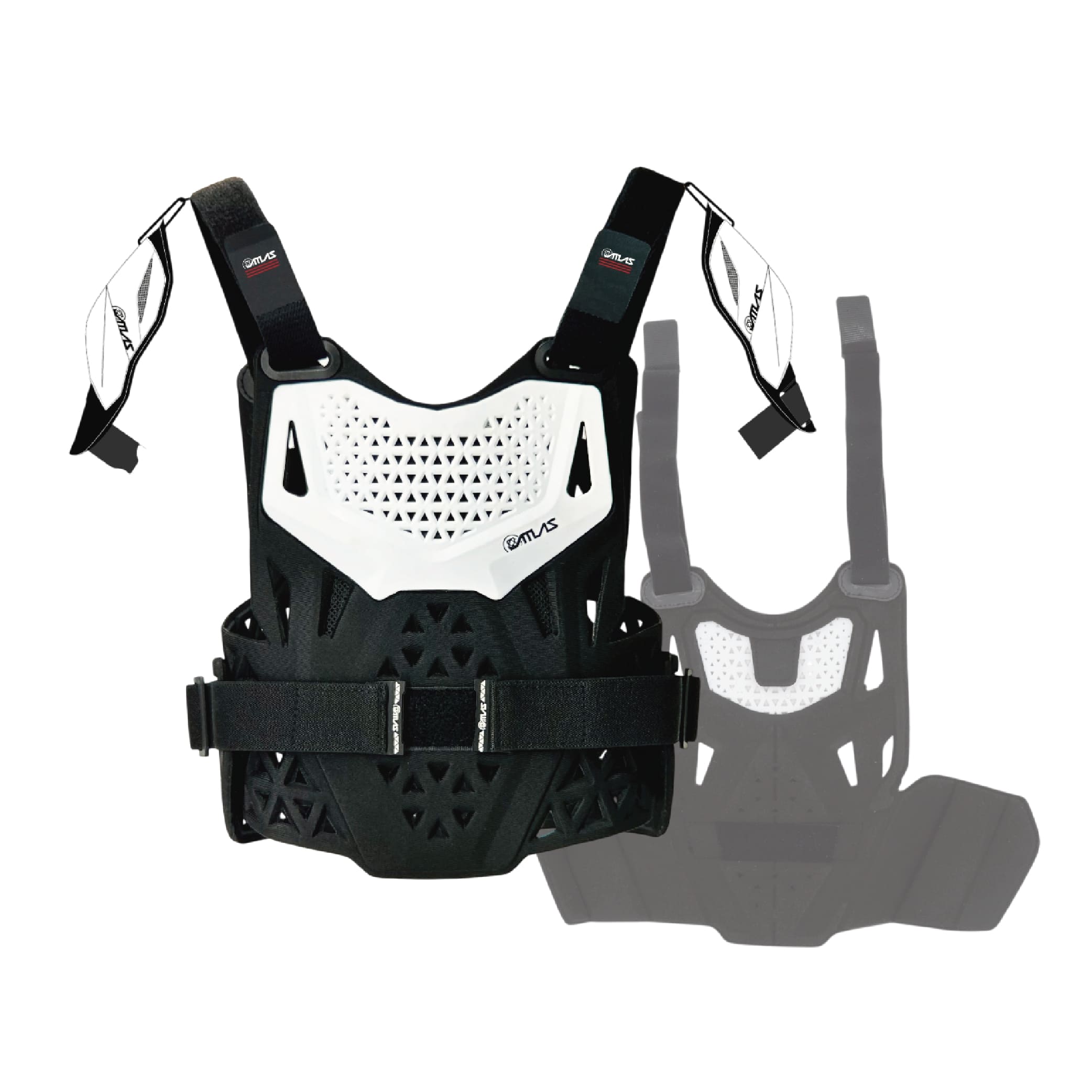 Atlas Charger PeeWee White + Shoulders A1020-00-000 - CE Certified Youth Neck Brace with Adjustable Shoulder Pads, Lightweight Design, Impact-Resistant Protection for Motocross, BMX, and Extreme Sports