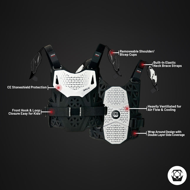 Atlas Charger PeeWee Chest Protector & Shoulder Pads CE Certified, White