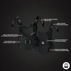 Atlas Charger PeeWee Black + Shoulders A1020-01-000 - CE Certified Youth Neck Brace with Adjustable Shoulder Pads, Lightweight Impact-Resistant Protection for Motocross, BMX, and Extreme Sports