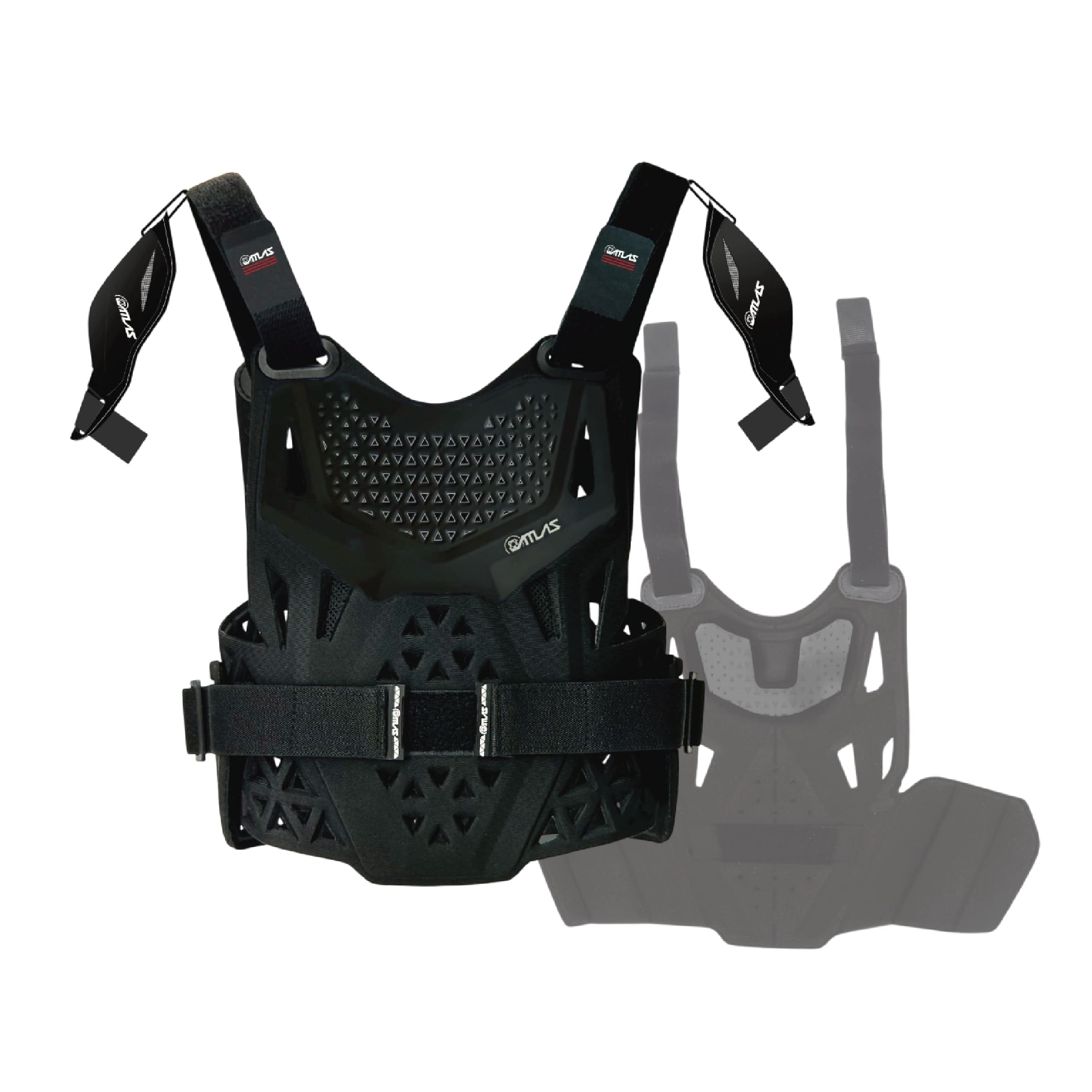 Atlas Charger PeeWee Black + Shoulders A1020-01-000 - CE Certified Youth Neck Brace with Adjustable Shoulder Pads, Lightweight Impact-Resistant Protection for Motocross, BMX, and Extreme Sports