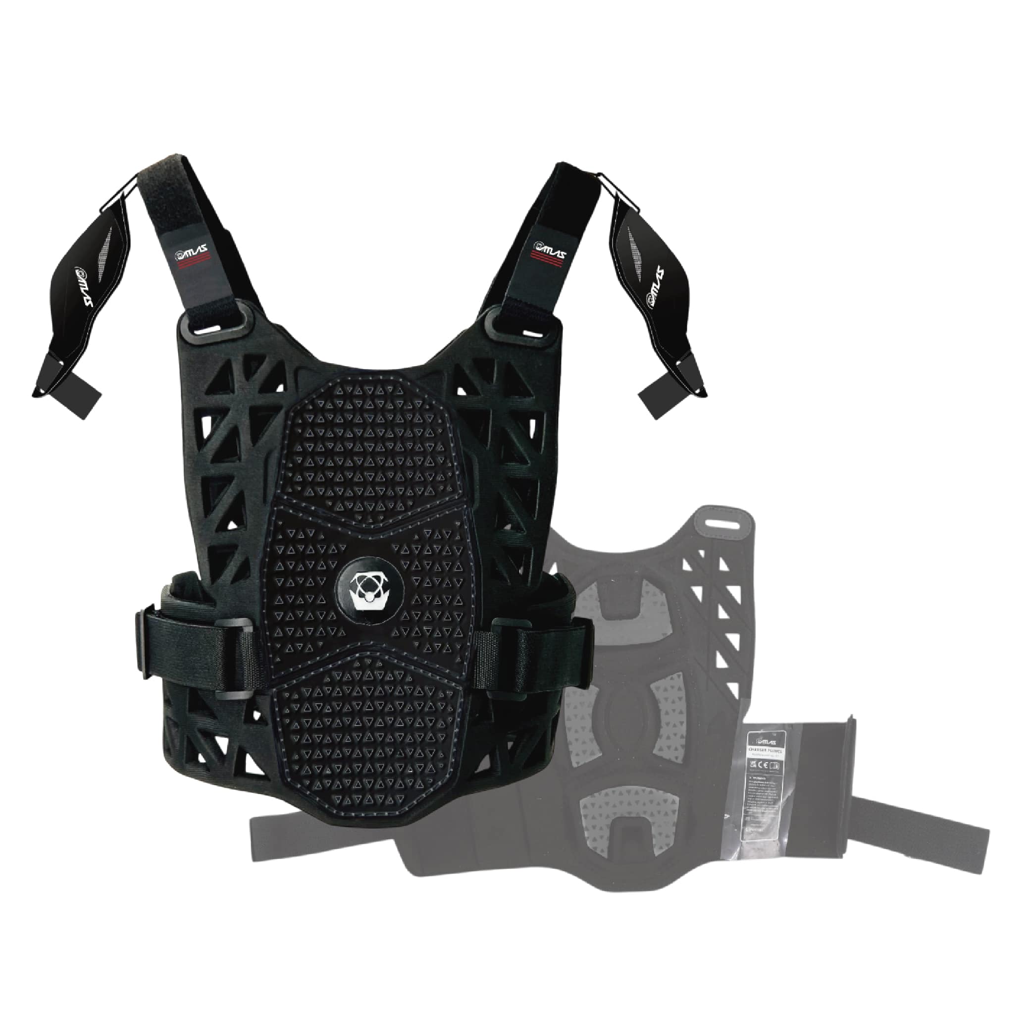 Atlas Charger PeeWee Black + Shoulders A1020-01-000 - CE Certified Youth Neck Brace with Adjustable Shoulder Pads, Lightweight Impact-Resistant Protection for Motocross, BMX, and Extreme Sports