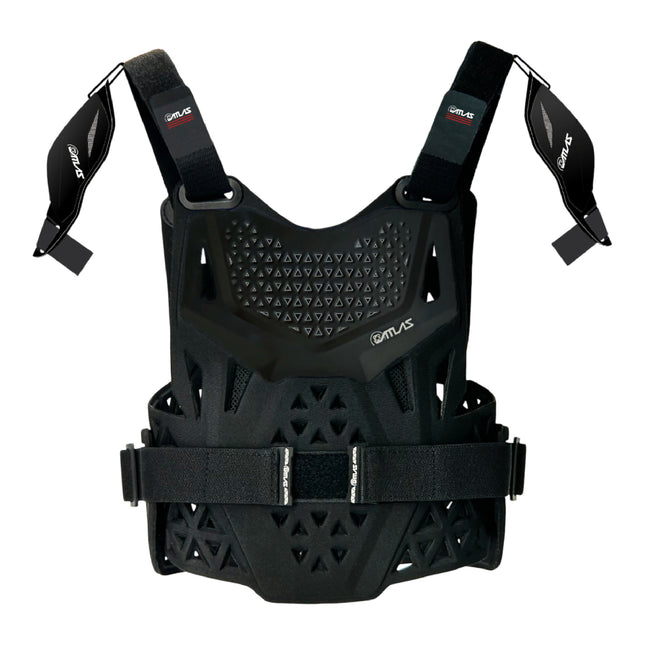 Atlas Charger PeeWee Black + Shoulders A1020-01-000 - CE Certified Youth Neck Brace with Adjustable Shoulder Pads, Lightweight Impact-Resistant Protection for Motocross, BMX, and Extreme Sports
