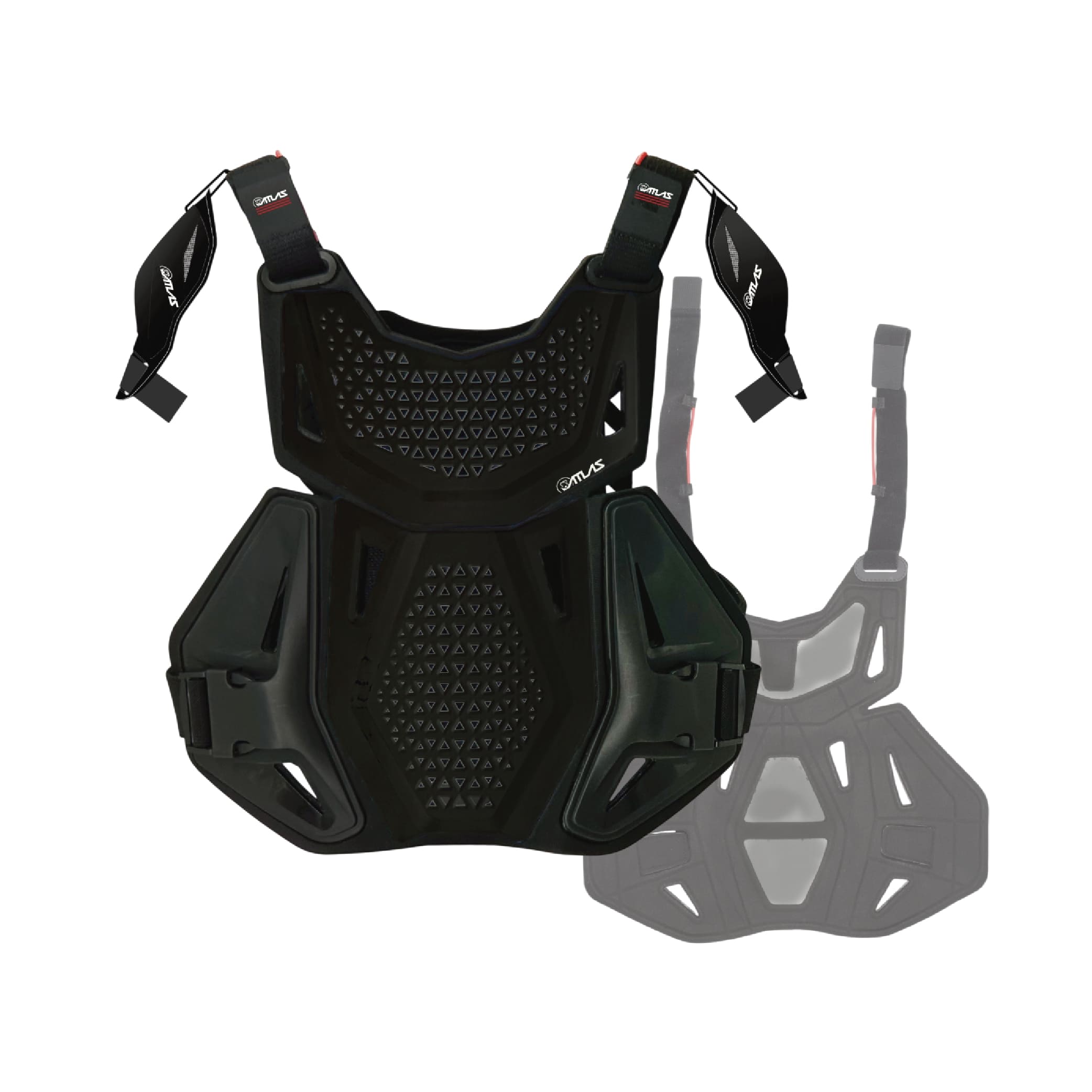 Atlas Charger Youth Black + Shoulders A1040-01-000 - CE Stoneshield Youth Neck Brace with Adjustable Shoulder Pads, Lightweight Impact-Resistant Protection for Motocross, BMX, and Extreme Sports