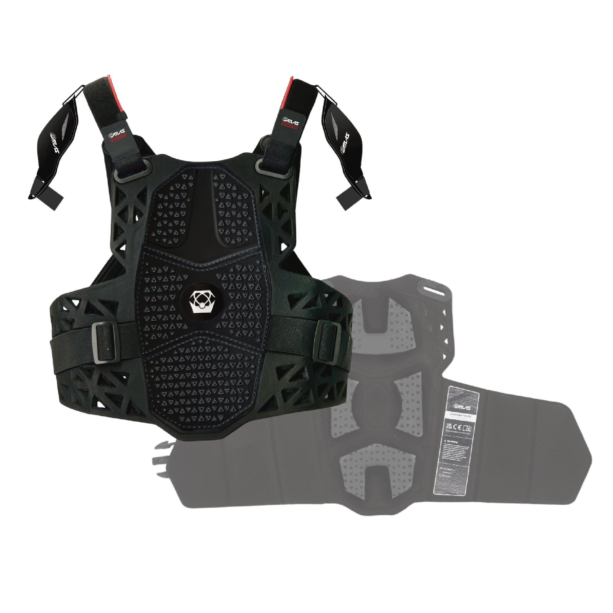 Atlas Charger Youth Black + Shoulders A1040-01-000 - CE Stoneshield Youth Neck Brace with Adjustable Shoulder Pads, Lightweight Impact-Resistant Protection for Motocross, BMX, and Extreme Sports