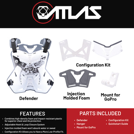 Atlas Defender CPC-00-010 CE Stoneshield Adult Chest Protector, Adjustable Foam/Plastic Construction, Digital Arctic Design, Secure Velcro Closure System, One Size Fits Most