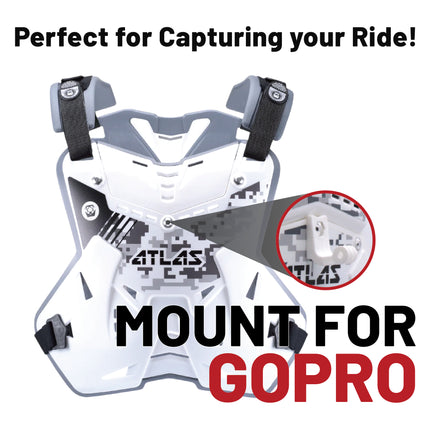 Atlas Defender CPC-00-010 CE Stoneshield Adult Chest Protector, Adjustable Foam/Plastic Construction, Digital Arctic Design, Secure Velcro Closure System, One Size Fits Most