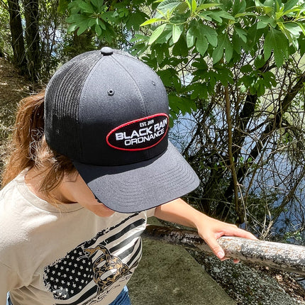 Black Rain Ordnance Black Outdoor Snapback Hat w/ Oval Logo Patch & Mesh Back