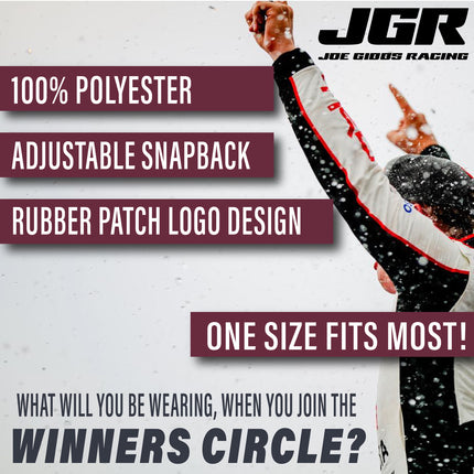 Joe Gibbs Racing Light Grey Rubber Patch Logo Polyester Flatbill Mesh Trucker Hat with Snapback Closure