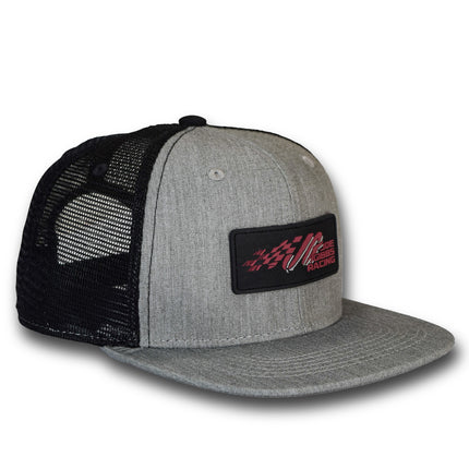 Joe Gibbs Racing Light Grey Rubber Patch Logo Polyester Flatbill Mesh Trucker Hat with Snapback Closure