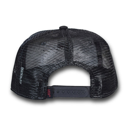 Joe Gibbs Racing Light Grey Rubber Patch Logo Polyester Flatbill Mesh Trucker Hat with Snapback Closure