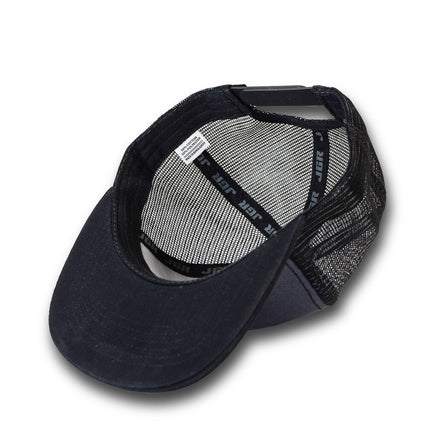 Joe Gibbs Racing Dark Grey Embroidered JGR Logo Polyester Flatbill Mesh Trucker Hat with Snapback Closure