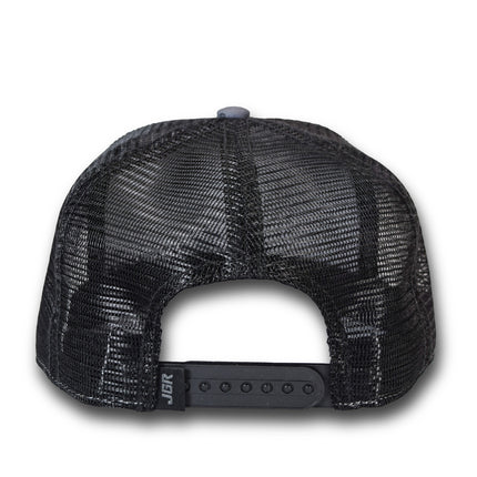 Joe Gibbs Racing Dark Grey Embroidered JGR Logo Polyester Flatbill Mesh Trucker Hat with Snapback Closure