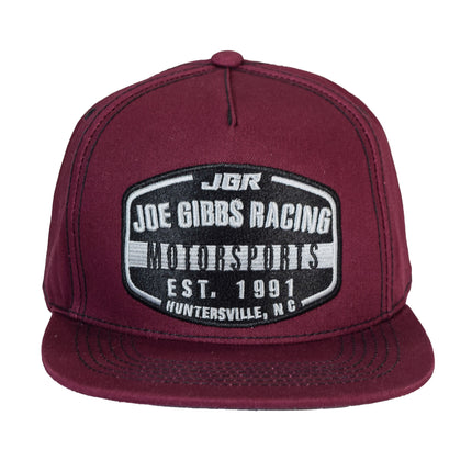 Joe Gibbs Racing Burgandy Cotton EST. 1991 Embroidered Logo Flatbill Hat with Snapback Closure