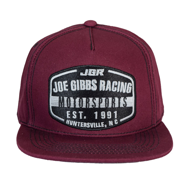 Joe Gibbs Racing Burgandy Cotton EST. 1991 Embroidered Logo Flatbill Hat with Snapback Closure