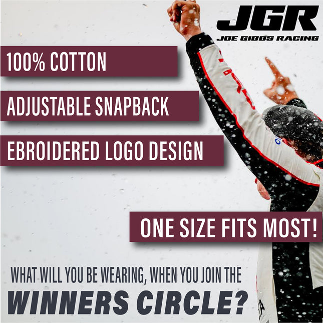 Joe Gibbs Racing Burgandy Cotton EST. 1991 Embroidered Logo Flatbill Hat with Snapback Closure
