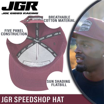 Joe Gibbs Racing Burgandy Cotton EST. 1991 Embroidered Logo Flatbill Hat with Snapback Closure