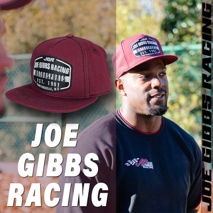 Joe Gibbs Racing Burgandy Cotton EST. 1991 Embroidered Logo Flatbill Hat with Snapback Closure