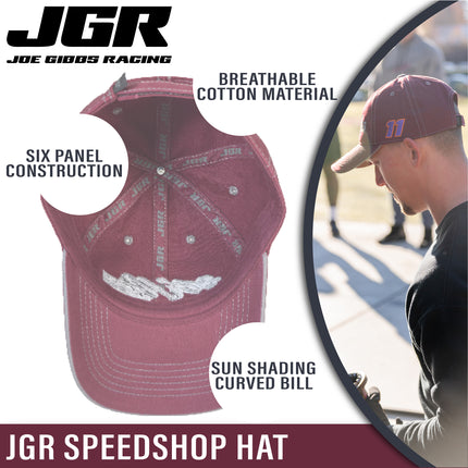 Joe Gibbs Racing #11 Burgandy Cotton Baseball Cap with Embroidered Logo & Adjustable Velcro Closure