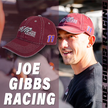 Joe Gibbs Racing #11 Burgandy Cotton Baseball Cap with Embroidered Logo & Adjustable Velcro Closure