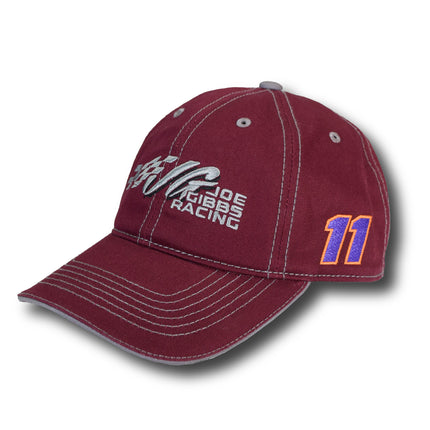 Joe Gibbs Racing #11 Burgandy Cotton Baseball Cap with Embroidered Logo & Adjustable Velcro Closure