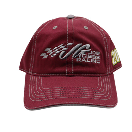 Joe Gibbs Racing #20 Maroon Cotton Baseball Cap with Embroidered Logo & Adjustable Hook and Loop Closure