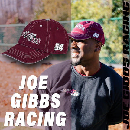 Joe Gibbs Racing #54 Burgandy Cotton Baseball Cap with Embroidered Logo & Adjustable Velcro Closure