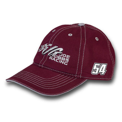 Joe Gibbs Racing #54 Burgandy Cotton Baseball Cap with Embroidered Logo & Adjustable Velcro Closure