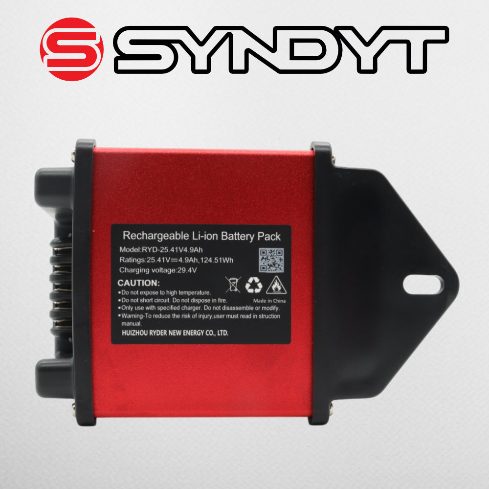 SYNDYT SYR 120 24V 5Ah Race Battery, Lithium-Ion Replacement Battery for SYR 120 and other SYNDYT 24V eBMX race frames. Charge time gives 30-90minutes of runtime.