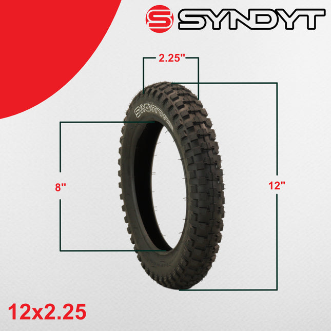 Syndyt SYR 120 12” x 2.25” Off-Road Tire, Directional Tread, Compatible with SYR 120 12” E Balance Bikes, Black
