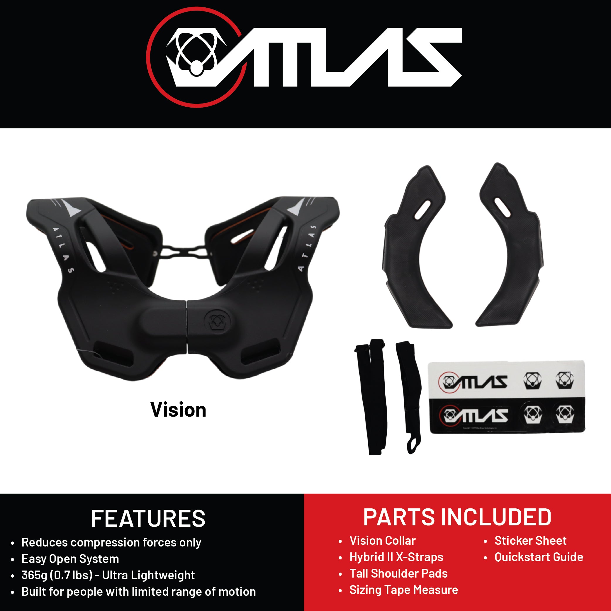 ATLAS VISION COLLAR BLACK SM/MD