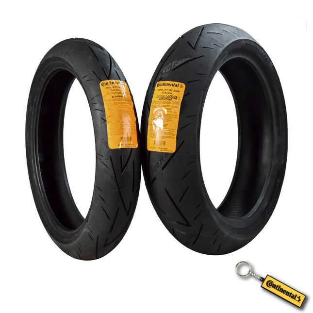 Continental ContiSportAttack 2 120/70ZR17 F & 160/60ZR17 R Sport Motorcycle Tire with Keychain