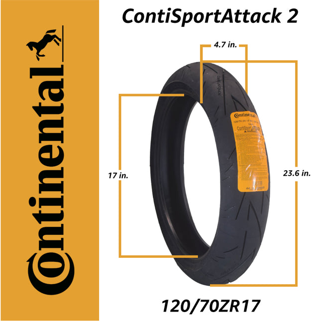 Continental ContiSportAttack 2 120/70ZR17 F & 160/60ZR17 R Sport Motorcycle Tire with Keychain