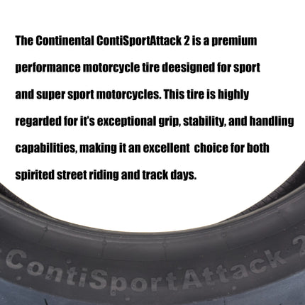 Continental ContiSportAttack 2 120/70ZR17 F & 160/60ZR17 R Sport Motorcycle Tire with Keychain