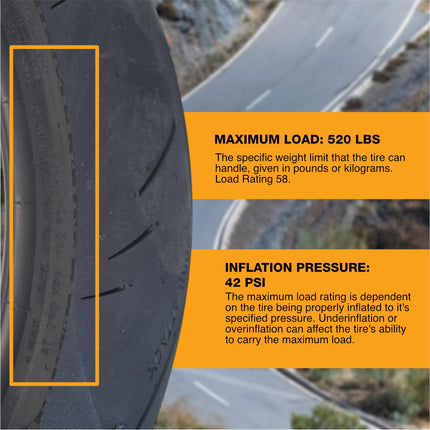 Continental ContiSportAttack 2 120/70ZR17 F & 180/55ZR17 R Sport Motorcycle Tire with Keychain