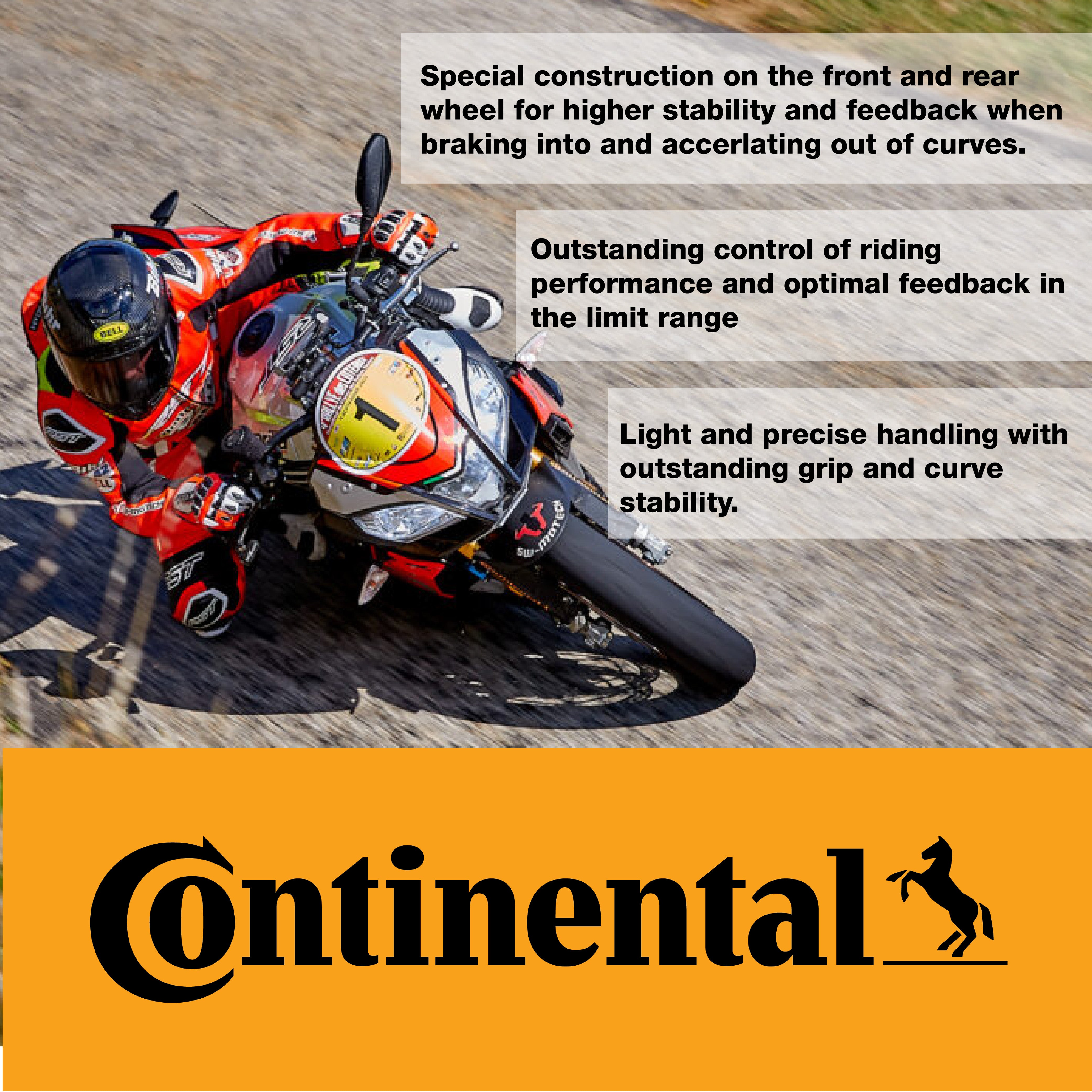 Continental ContiSportAttack 2 120/70ZR17 F & 180/55ZR17 R Sport Motorcycle Tire