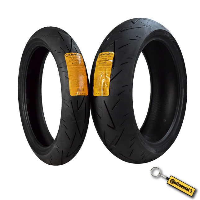 Continental ContiSportAttack 2 120/70ZR17 F & 190/50ZR17 R Sport Motorcycle Tire with Keychain