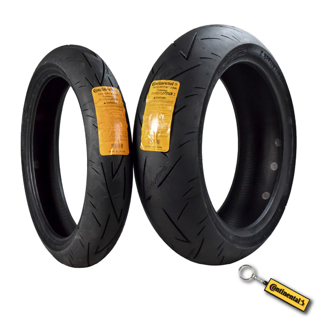 Continental ContiSportAttack 2 120/70ZR17 F & 190/55ZR17 R Sport Motorcycle Tire with Keychain