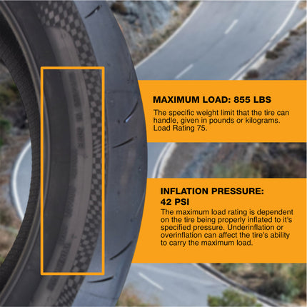 Continental ContiSportAttack 2 120/70ZR17 F & 190/55ZR17 R Sport Motorcycle Tire with Keychain