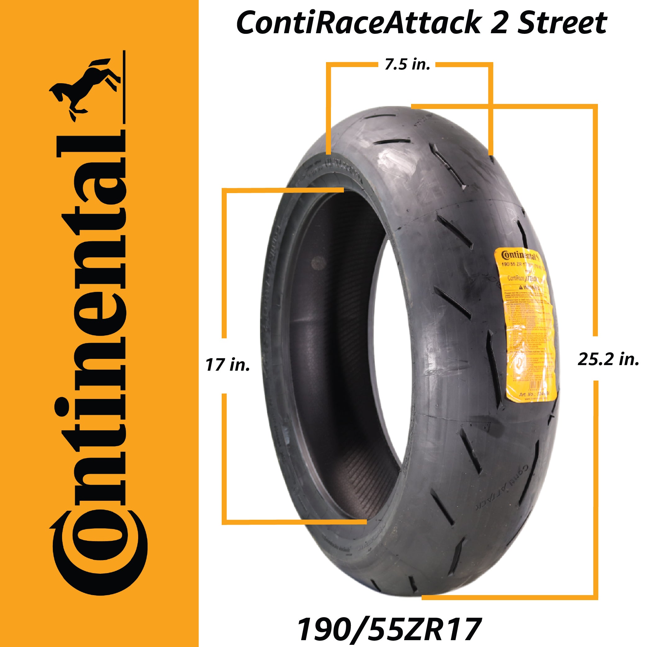 ContiRaceAttack 2 Street 190/55 ZR 17  M/C (75W) TL Rear Motorcycle Tire