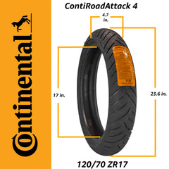 Continental ContiRoadAttack 4 120/70ZR17 Front Sport Touring Motorcycle Tire