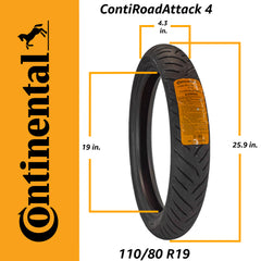 Continental ContiRoadAttack 4 110/80ZR19 Front Sport Touring Motorcycle Tire