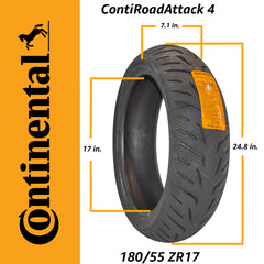 Continental ContiRoadAttack 4 180/55ZR17 Rear Sport Touring Motorcycle Tire