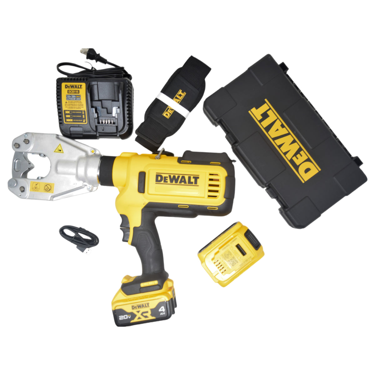 DEWALT DCE350M2 20V MAX Dieless Cable Crimping Tool Kit with Integrated LED Light, 4.0Ah Batteries