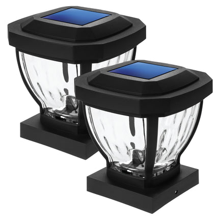 Home Zone Security Decorative Outdoor Solar Post Lights Black No Wiring 2 Set