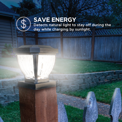 Home Zone Security Decorative Outdoor Solar Post Lights Black No Wiring 2 Set