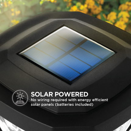Home Zone Security Decorative Outdoor Solar Post Lights Black No Wiring 2 Set