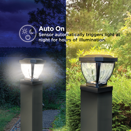 Home Zone Security Decorative Outdoor Solar Post Lights Black No Wiring 2 Set
