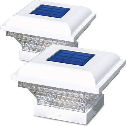 Home Zone Security Decorative Outdoor Solar Post Lights White No Wiring 2 Pack