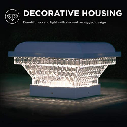 Home Zone Security Decorative Outdoor Solar Post Lights White No Wiring 2 Pack